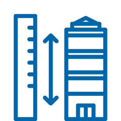 Icon showing a ruler next to a tall building