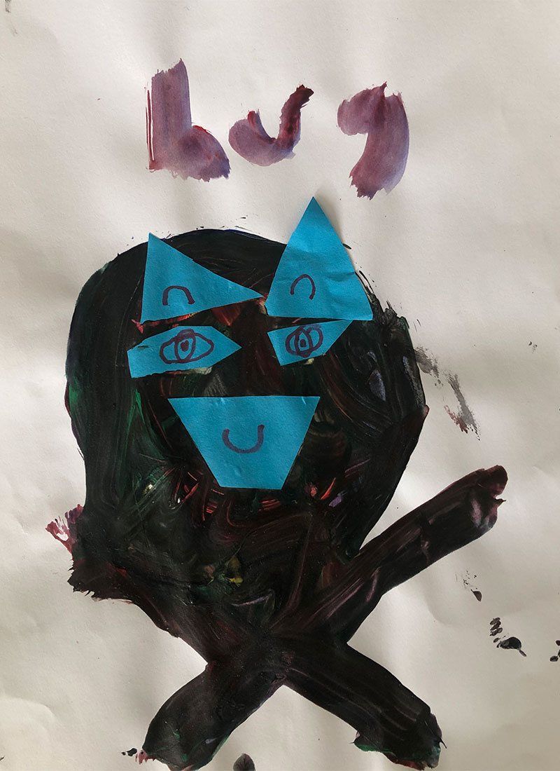 Artwork created by Hugh, aged 8, showing "Mummy"